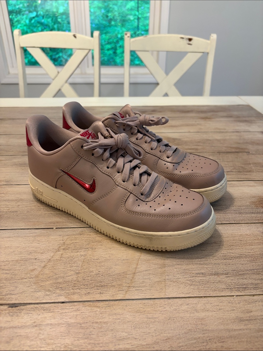 Nike Air Force 1 Low Jewel Taupe Red Crush Sneakers AJ9507-200 Men’s 9.5